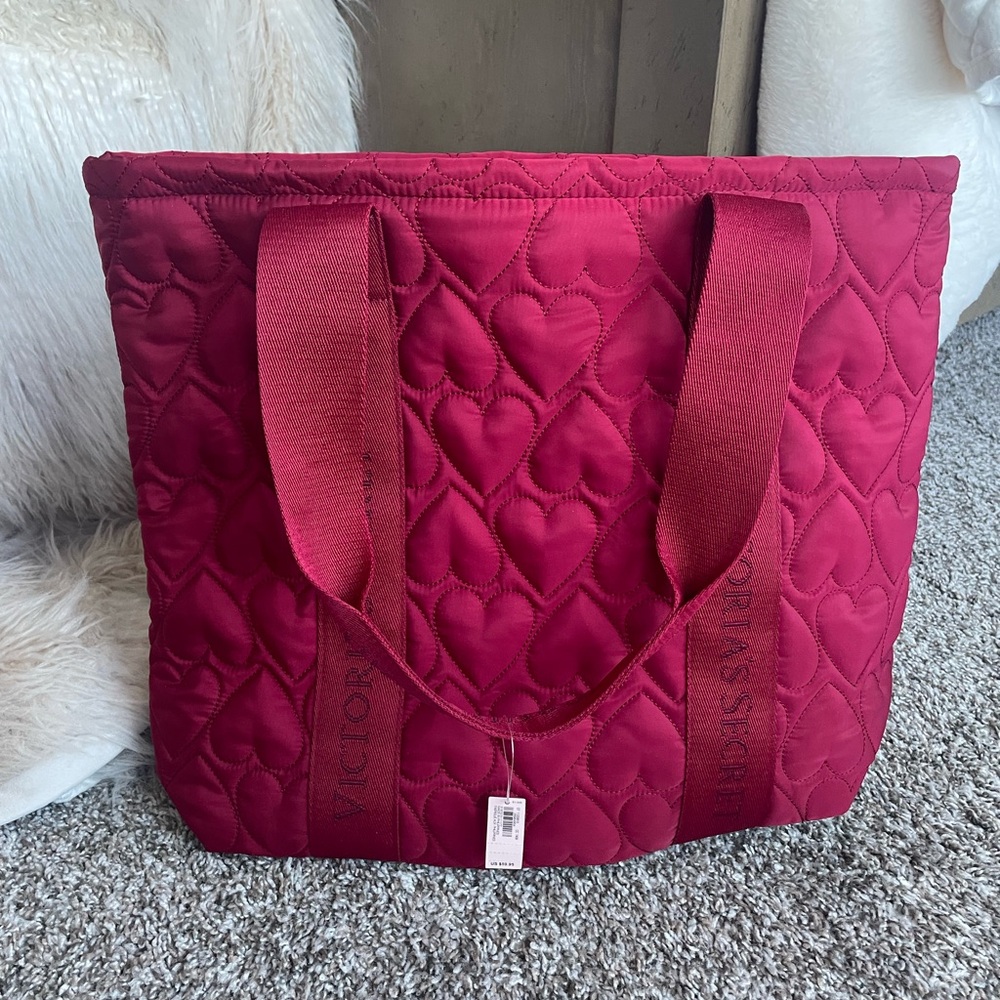 Victoria's Secret Red Quilted Tote Bag